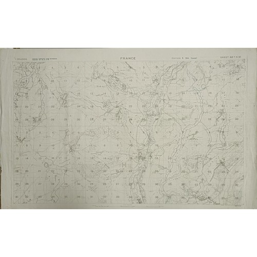 560 - A group of France WWI maps, including Bray sur Somme and Amiens, all unframed, and a 19th century Mo... 