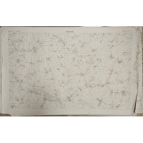 560 - A group of France WWI maps, including Bray sur Somme and Amiens, all unframed, and a 19th century Mo... 