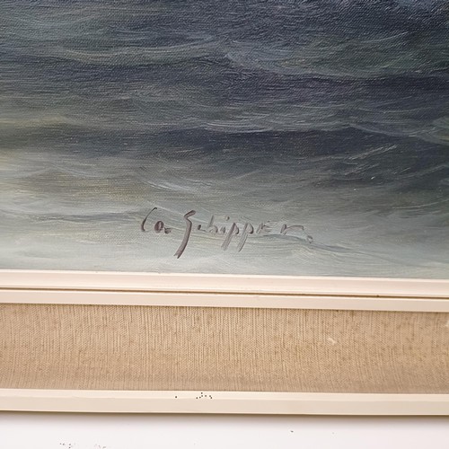 154 - Loe Schipper, seascape, oil on canvas, 60 x 123 cm