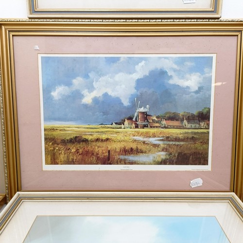 167 - Edward Thompson, landscape, watercolour, 27 x 33 cm, and assorted other pictures (7)