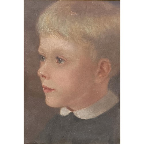 178 - Early 20th century, English school, portrait of a young boy, oil on canvas, 30 x 24 cm