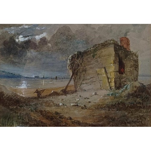 211 - 19th century, English school, study of a ruin, wash, 12 x 13 cm, and early 20th century, English sch... 