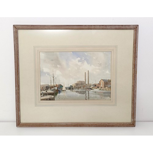 212 - John Christopher Temple Willis (British 1900-1969), Poole Quay, watercolour, signed, 23 x 34 cm, lab... 