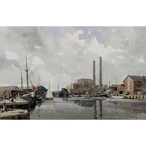 212 - John Christopher Temple Willis (British 1900-1969), Poole Quay, watercolour, signed, 23 x 34 cm, lab... 