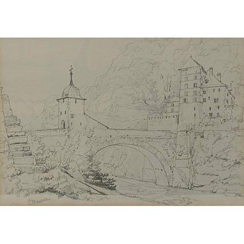 229 - Samuel Prout (British 1783-1852), St Maurice, pencil, inscribed, 25 x 36 cm