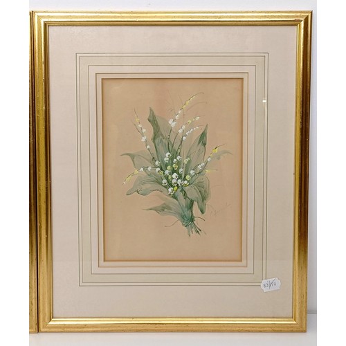 165 - E Callinard, Posy Of Summer Flowers, watercolour, signed, 29 x 22 cm, and its pair, Posy Of Lilies O... 