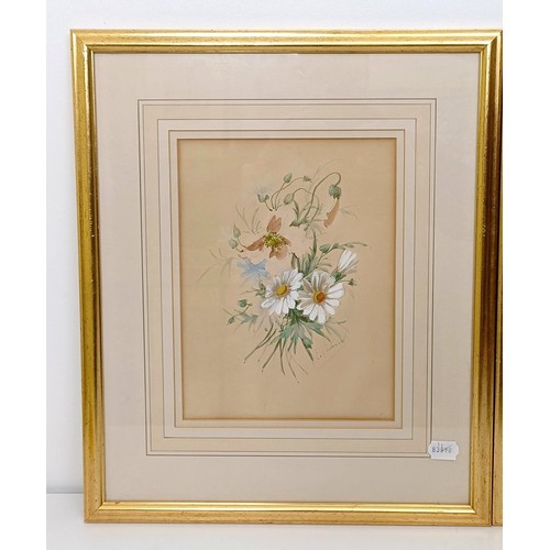 165 - E Callinard, Posy Of Summer Flowers, watercolour, signed, 29 x 22 cm, and its pair, Posy Of Lilies O... 