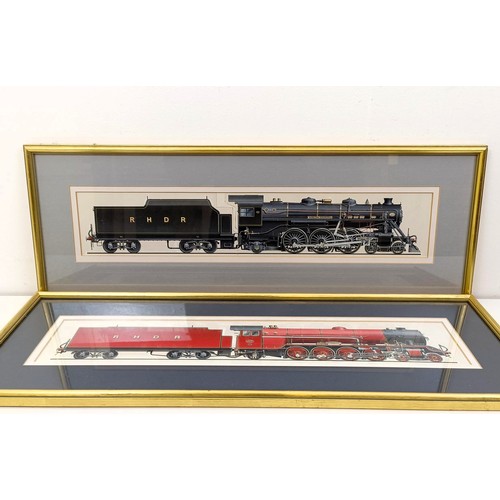 169 - 20th century, English school, a 4-4-2 locomotive and tender, mixed media, 52 x 10 cm, and another (2... 