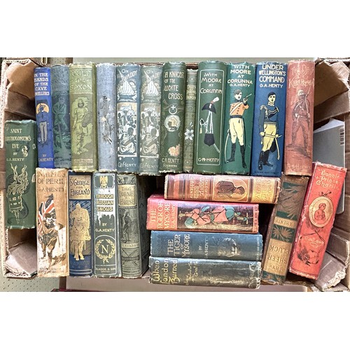 57 - A collection of George Arthur Henty books, all with pictorial cloth bindings, including Under Wellin... 