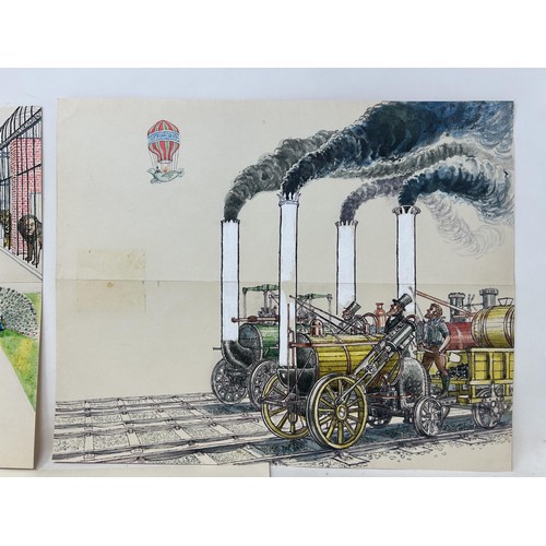 96 - Graham Thomas Oakley (British, 1929-2022), Steam engines, in two pieces, watercolour, unsigned, 25 x... 