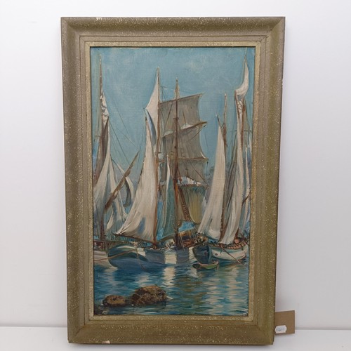 156 - 20th century, Continental school, Portofino Liguria, oil on board, inscribed and dated April 1927, 6... 