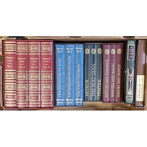 69 - Plutarch Lives, 4 vols., Folio Society, and assorted other Folio Society books (2 boxes)