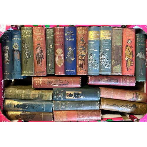 56 - A collection of George Arthur Henty books, all with pictorial cloth bindings, including No Surrender... 