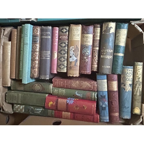 61 - Assorted volumes, including late 19th/early 20th century pictorial cloth bindings (4 boxes)