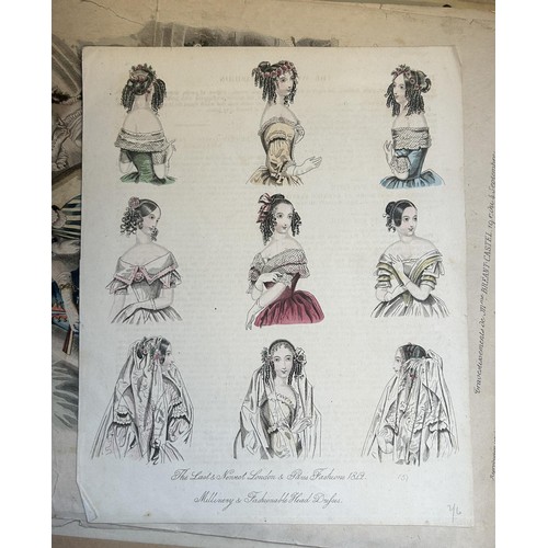 65 - A group of assorted 19th century fashion and other plates, loose and in books (box)