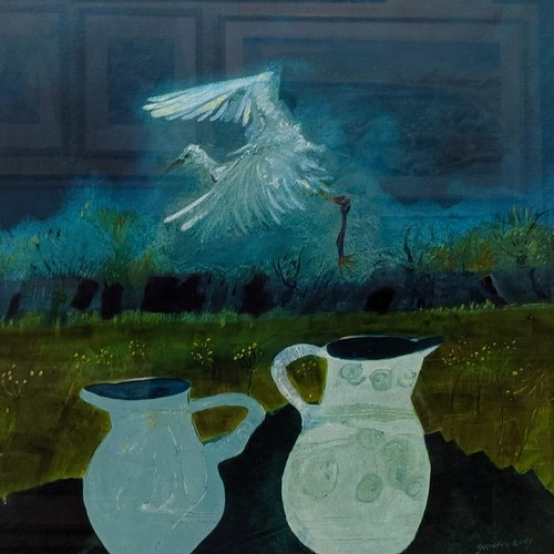 284 - Katherine Swinfen Eady, Time To Go Home, oil on linen, 38 x 38 cm, The Jerram Gallery label verso