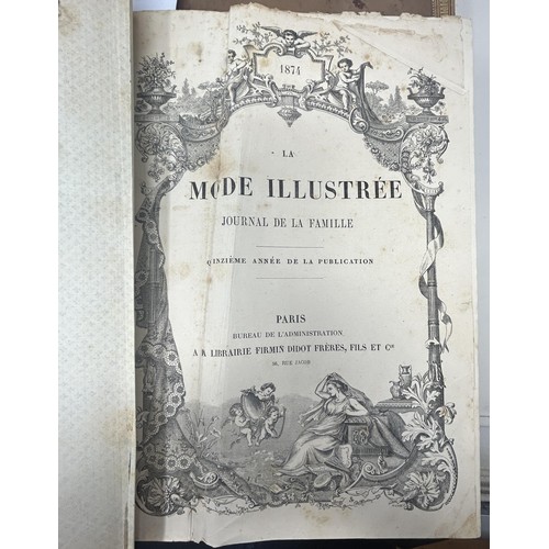 42 - The Gentlewoman,1893, binding poor, La Mode Illustree, 1874, some pages torn and creased, and A Rain... 