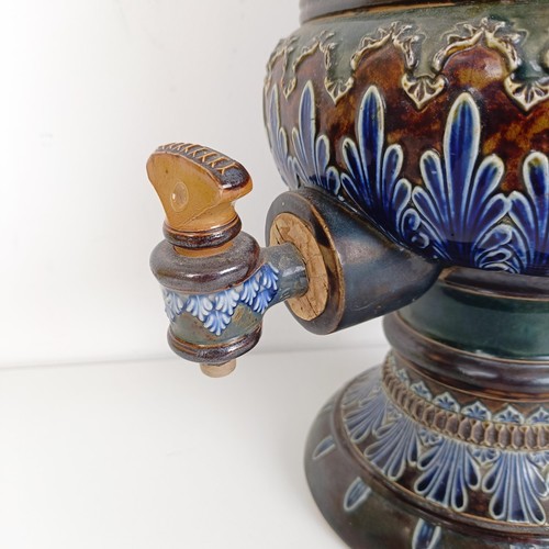 371 - A Doulton Lambeth stoneware water filter, decorated stylised flowers, 40 cm high