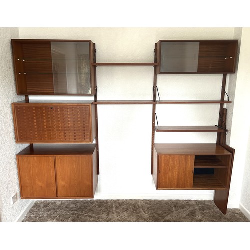 436 - A Ladderax teak sectional wall unit