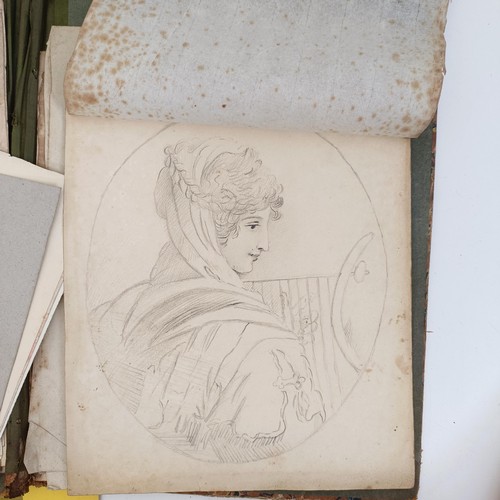 116 - A late 19th/early 20th century sketchbook, decorated flowers, and assorted other sketchbooks (box)