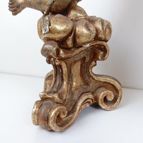 506 - A pair of giltwood and metal lamps, in the form of cherubs, 80 cm high (2)