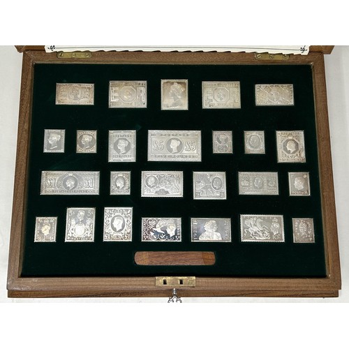 595 - A set of silver commemorative stamps, for the Silver Jubilee of Her Majesty the Queen, with certific... 