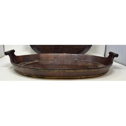 525 - Two 19th century mahogany graduated oval twin handled trays, 56 cm, and 49 cm (2)