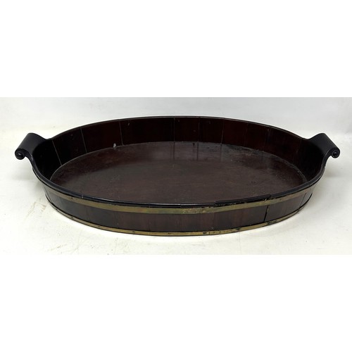 525 - Two 19th century mahogany graduated oval twin handled trays, 56 cm, and 49 cm (2)