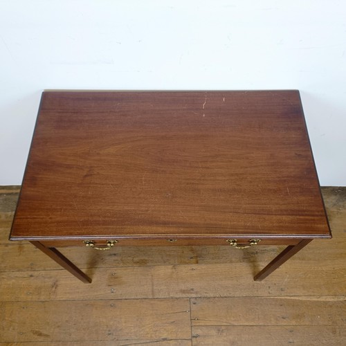 662 - A 19th century mahogany side table, with a single drawer, on square legs, 90 cm wide