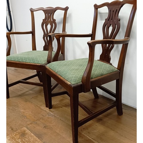 671 - A pair of mahogany Chippendale style armchairs (2)