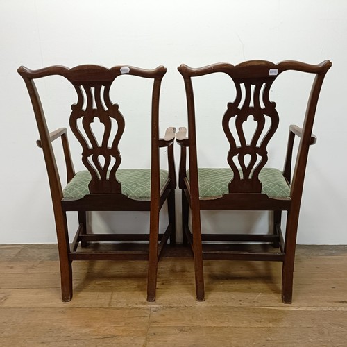 671 - A pair of mahogany Chippendale style armchairs (2)