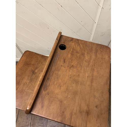 701 - A mahogany side table, with a single drawer, 77 cm wide, a child's school desk, a magazine rack, a m... 