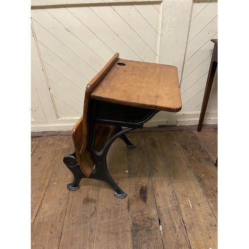 701 - A mahogany side table, with a single drawer, 77 cm wide, a child's school desk, a magazine rack, a m... 