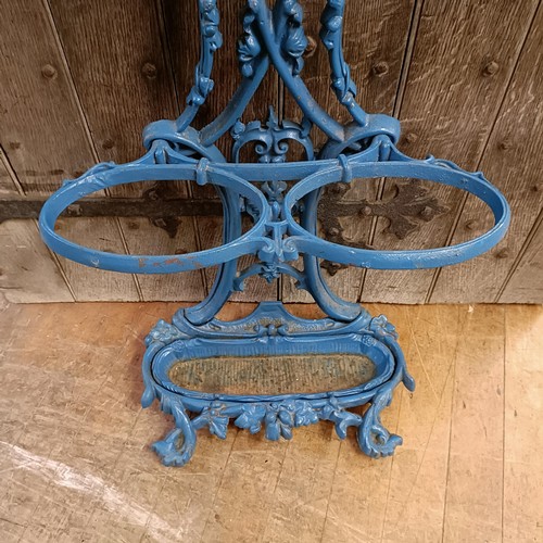 762 - A Victorian style cast metal and painted stick stand, 150 cm high x 43 cm wide