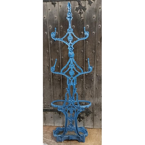 762 - A Victorian style cast metal and painted stick stand, 150 cm high x 43 cm wide