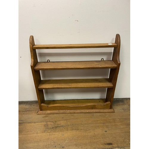 694 - A mahogany sofa table, 95 cm wide, a wall shelf and a commode (3)