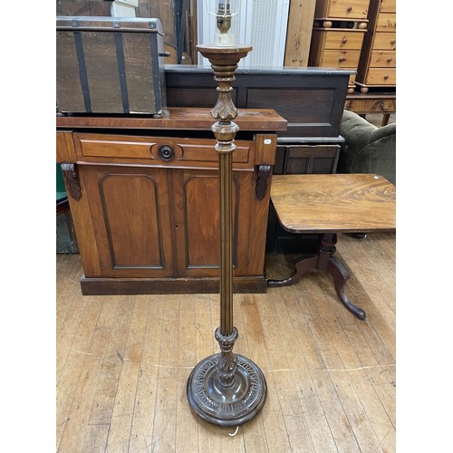 772 - A mahogany chiffonier, 107 cm wide, a trunk, a standard lamp, a magazine rack, a wine table, a side ... 