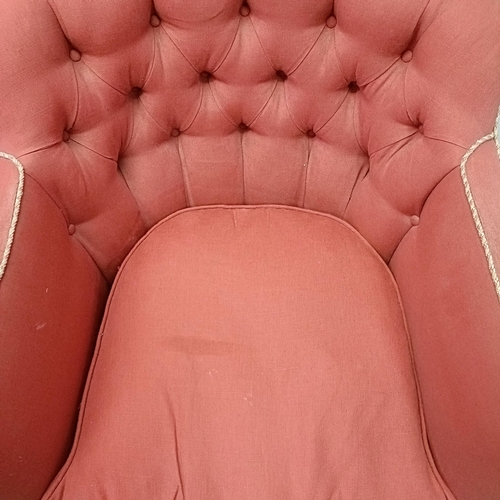 634 - A pair of tub armchairs, on mahogany legs (2)