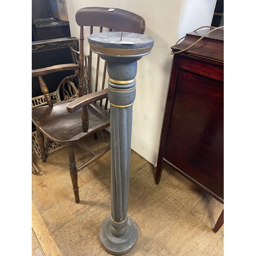 651 - A cast iron Singer sewing machine base, a Windsor chair, a bamboo table, and assorted other furnitur... 