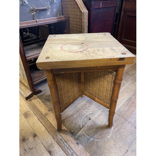 651 - A cast iron Singer sewing machine base, a Windsor chair, a bamboo table, and assorted other furnitur... 