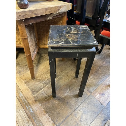 651 - A cast iron Singer sewing machine base, a Windsor chair, a bamboo table, and assorted other furnitur... 