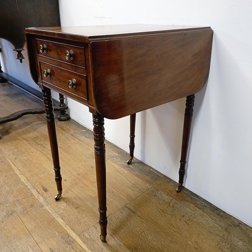 797 - A mahogany work table, with two drawers and slide, 41 cm wide