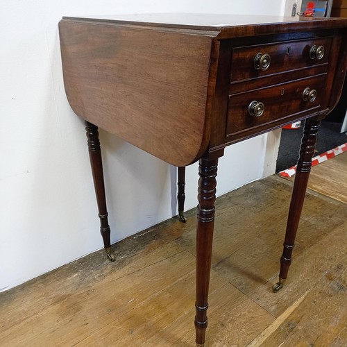 797 - A mahogany work table, with two drawers and slide, 41 cm wide