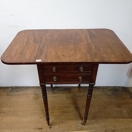 797 - A mahogany work table, with two drawers and slide, 41 cm wide