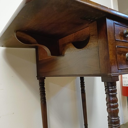 797 - A mahogany work table, with two drawers and slide, 41 cm wide