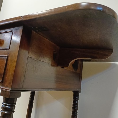 797 - A mahogany work table, with two drawers and slide, 41 cm wide