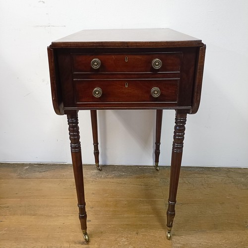 797 - A mahogany work table, with two drawers and slide, 41 cm wide