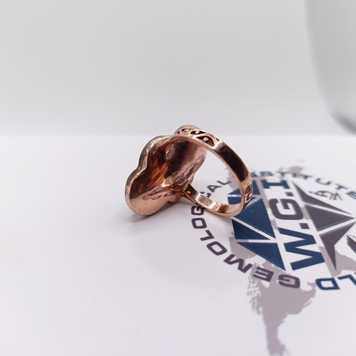 32 - A certificated Georgian style 8ct rose gold (silver top) elongated cluster ring set, with natural ba... 