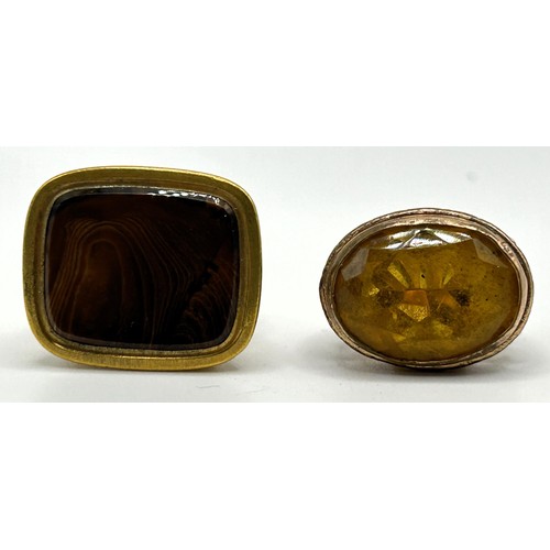 58 - A gilt metal and hardstone seal, and another (2)