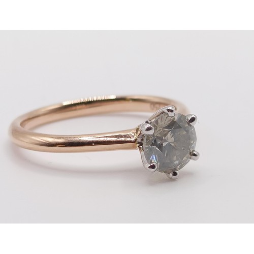 70 - A certificated 18ct white and rose gold RBC diamond solitaire ring, diamond 0.93ct